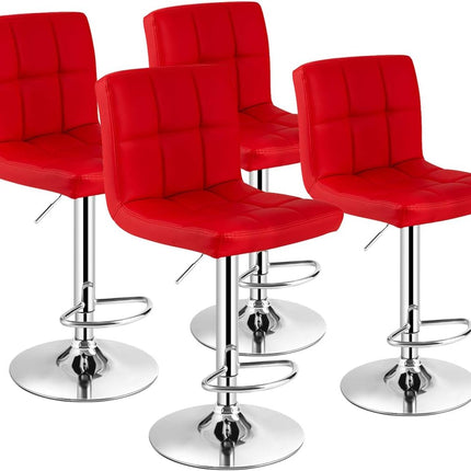 Dreamade Bar Stool, Modern Swivel Adjustable Armless Barstools, Square Counter Height PU Leather Bar Stools
