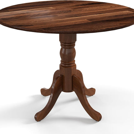 Dreamade Wooden Dining Table with 39" D Round Tabletop & Curved Trestle Legs