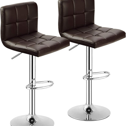 Dreamade Bar Stool, Modern Swivel Adjustable Armless Barstools, Square Counter Height PU Leather Bar Stools