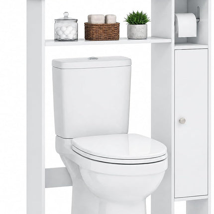 Dreamade Over-The-Toilet Storage Cabinet, Bathroom Freestanding Space Saver with 1-Door Side Storage Cabinet & Paper Holder