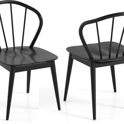 Dreamade Wooden Dining Chairs Set of 2/4, Windsor Kitchen Chairs w/High Spindle Back & Rubber Wood Legs