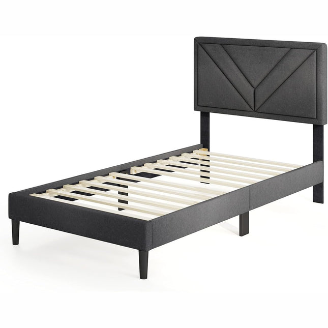 Queen/Full/Twin Size Upholstered Platform Bed Frame with Diagonal Channel Tufted Headboard