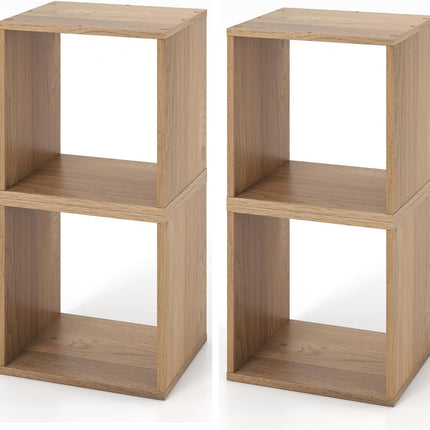 Dreamade 2/4 Cube Bookshelf Organizer, 2-Tier Stackable Cube Storage Organizer