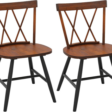 Dreamade Wooden Dining Chairs Set of 2/4, Farmhouse Windsor Kitchen Chairs w/Cross Back, Wide Seat