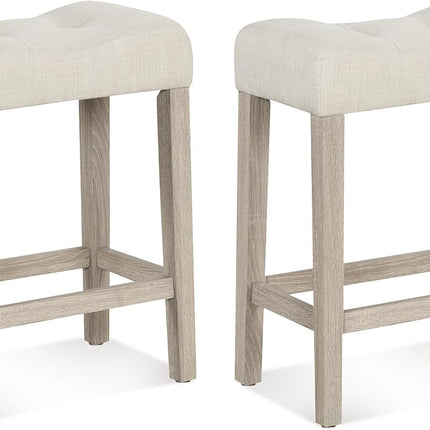 Dreamade 24" Bar Stools Set of 2/4, Upholstered Counter Height Saddle Bar Stools