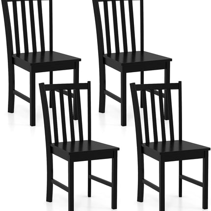 Dreamade Wooden Dining Chairs Set of 2/4-100% Solid Rubber Wood Kitchen Chair with Curved Backrest