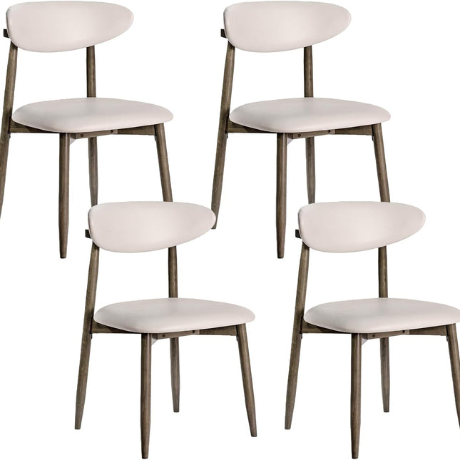 Dreamade Wooden Dining Chairs Set of 2/4 with Curved Backrest & Solid Rubber Wood Legs