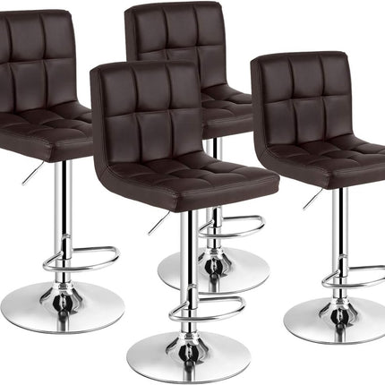 Dreamade Bar Stool, Modern Swivel Adjustable Armless Barstools, Square Counter Height PU Leather Bar Stools