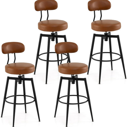 Dreamade Swivel Barstools Set of 2/4 Faux Leather 31 Inch Bar Height Stools w/Upholstered Seat & Back