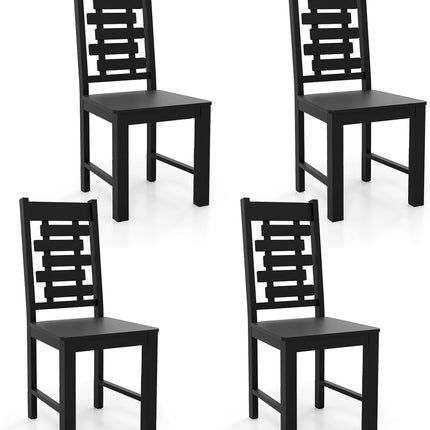 Dreamade Wooden Dining Chairs Set 100% Solid Rubber Wood Kitchen Chair with High & Tilted Backrest