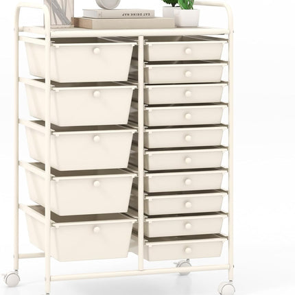 Dreamade 15-Drawer Organizer Cart Office School Rolling Storage Cart