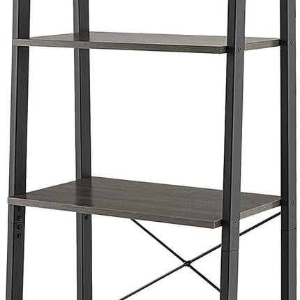 Dreamade Industrial 4-Tier Bookshelf, Ladder Bookshelf with Metal Frame, Anti-Tipping Kits