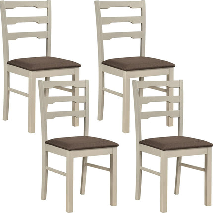 Dreamade Wood Farmhouse Upholstered Kitchen Chairs with Ladder Back Design (2/4)