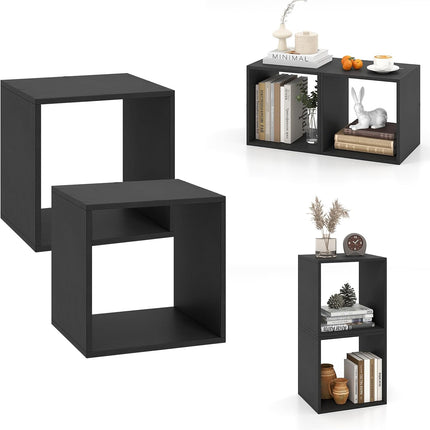 Dreamade 2/4 Cube Bookshelf Organizer, 2-Tier Stackable Cube Storage Organizer