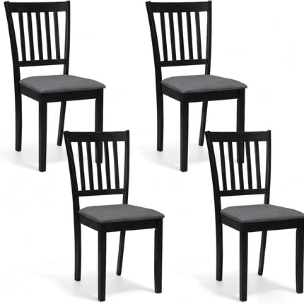 Dreamade Modern Farmhouse Wood Slat-Back Kitchen Chairs w/Padded Seat (2/4)
