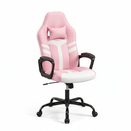 Dreamade Faux Leather Upholstered Office Chair w/Removable Head Pillow