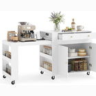 Dreamade 72”-44.5” Extendable Kitchen Island with Storage, Power Outlet | Rolling Kitchen Island Table on Wheels w/Fluted Doors