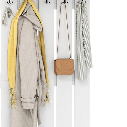 Dreamade Wall Mounted Coat Rack 2-in 1 Hall Tree w/ 5 Double Hooks & 2-Door Cabinet