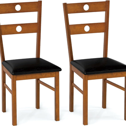 Dreamade PU Leather Upholstered Kitchen Chairs w/Hollowed Backrest & Padded Seat