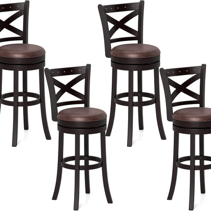 Dreamade 30" Swivel Bar Stools with Footrest & Rubber Wood Frame