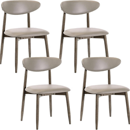 Dreamade Wooden Dining Chairs Set of 2/4 with Curved Backrest & Solid Rubber Wood Legs