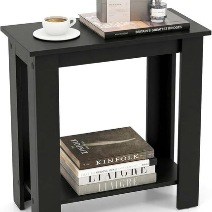 Dreamade 2-Tier End Table White, Modern Side Table with Storage Shelf (1/2)