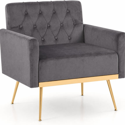 Dreamade Modern Velvet Accent Chair Set of 1/2, Mid-Century Upholstered Single Sofa Chair w/Button Tufted Back