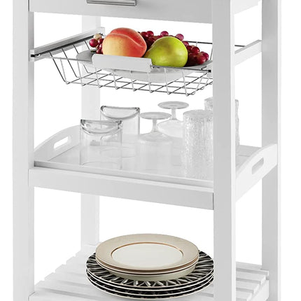 Dreamade Kitchen Island Cart Rolling Kitchen Trolley with Stainless Steel Tabletop