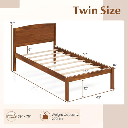 Dreamade Wooden Bed Frame with Curved Headboard, Wood Slat Support | Farmhouse Platform Bed w/Heavy Duty Mattress Foundation