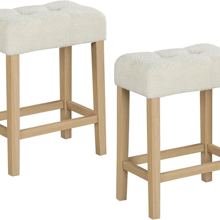 Dreamade Sherpa Bar Stools, 24" Counter Height Kitchen Bar Stools with Cushioned Seat