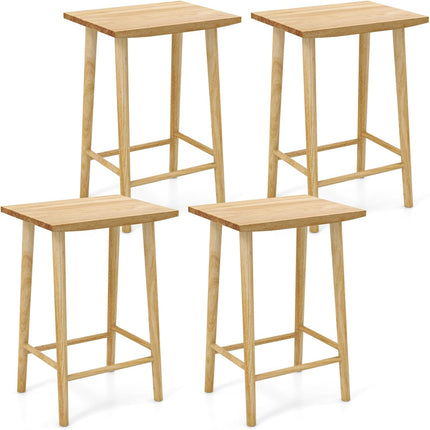 Dreamade 25.5" Wooden Bar Stools Set of 2/4, Farmhouse Backless Counter Height Bar Stools with Footrest