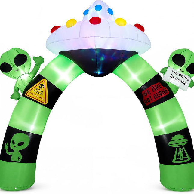 DREAMADE Halloween Inflatable Arch Alien Arch w/UFO 10.5 x 1.2 x 9.8 FT
