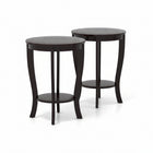 Dreamade Round End Table with Storage Shelf Set of 2, Retro Nightstand with Solid Wood Legs, 24.5
