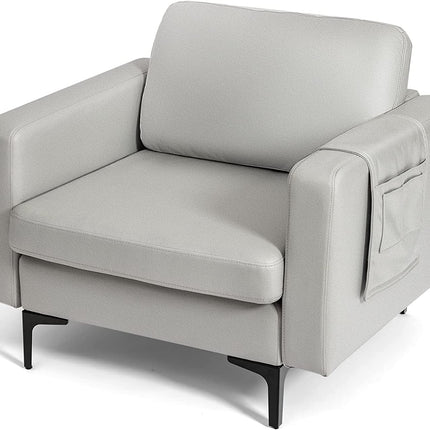 Dreamade Modern Accent Chair w/Comfy Thick Cushion, Magazine Pockets