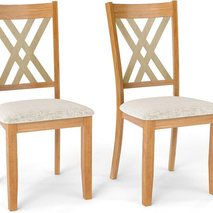 Dreamade Linen Fabric Upholstered Wooden Dining Chair Set of 2/4 with Rubber Wood Frame for Dining Room