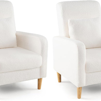 Dreamade Modern Accent Chair with Lumbar Pillow Teddy Fleece Cover