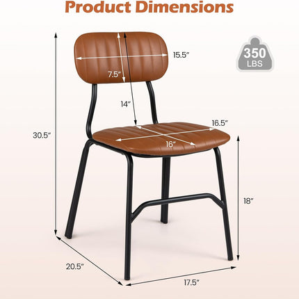 Dreamade Metal Dining Chairs PU Leather Upholstered Kitchen Chairs | Modern Dining Room Chair w