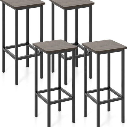 Dreamade Bar Stools Set of 4, 26" Backless Barstools with Metal Legs & Footrest, Breakfast Bar Dining Chairs