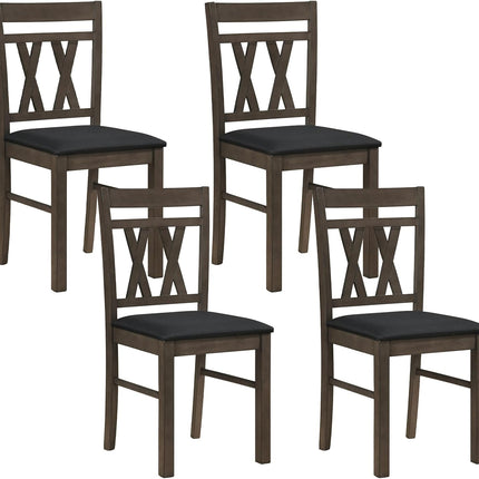 Dreamade Wood Dining Chairs Set of 2/4 Linen Style Upholstered Kitchen Chairs with Dual X-Shaped Back