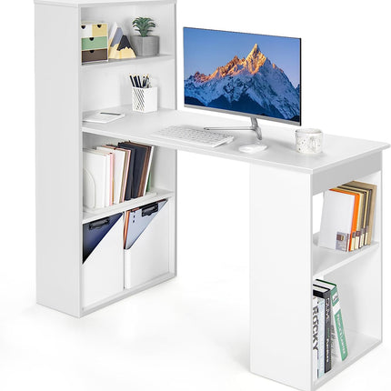 Dreamade 48 Inch Computer Desk with Bookshelf, 3-in-1 Home Office Desk with 4-Tier Bookcase & CPU Stand