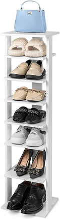 Dreamade 8-Tier Vertical Shoe Rack, Corner Shoe Storage Organizer for 7 Pairs, Freestanding Narrow Shoe Rack