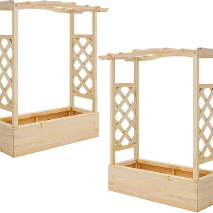 Dreamade Raised Garden Bed with Sided Trellis & Hanging Roof, Wood Planter Box, 44”x14”x45” (L x W x H)