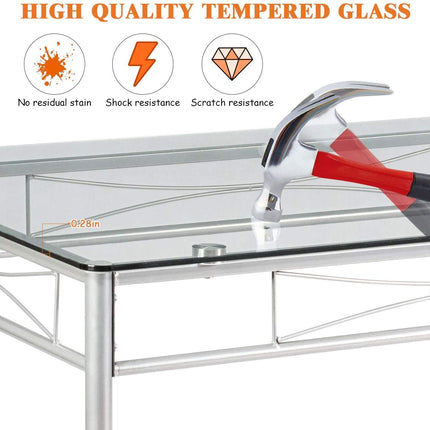5 Pieces Dining Set Glass Table and 4 Chairs