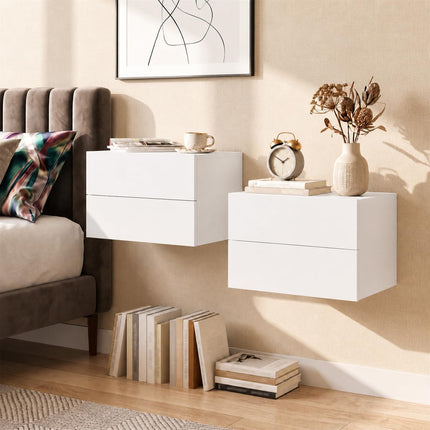 Dreamade Floating Nightstand | Wall-Mounted Bedside Table with 2 Drawers (1/2)