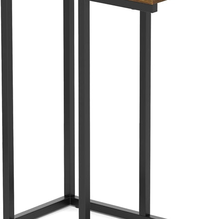 Dreamade C Shaped End Table, Small Side Table for Sofa, Couch Table That Slide Under with Metal Frame