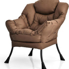 Dreamade Modern Lazy Chair, Accent Contemporary Lounge Chair Polyester Fabric w/Steel Frame