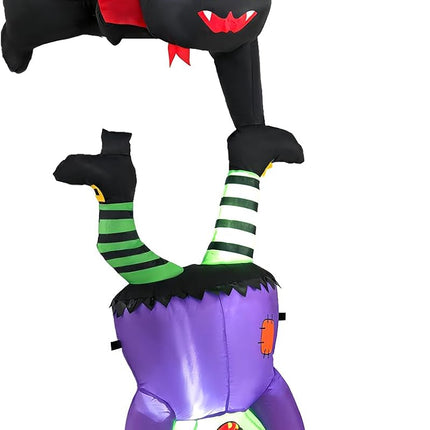 DREAMADE 6.2 FT Halloween Inflatables Black Cat Holding Upside Down Witch