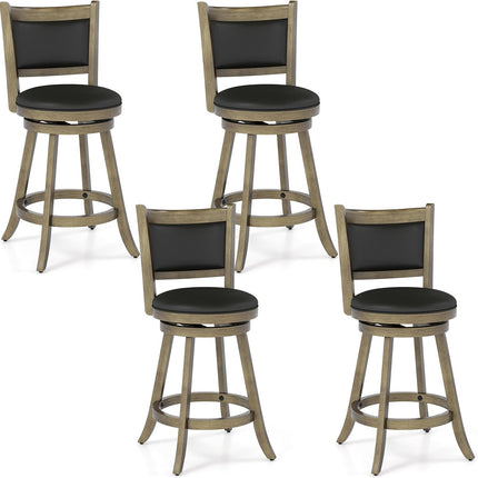 Dreamade Accent Wooden Swivel Back Counter Height Bar Stool, Fabric Upholstered Design