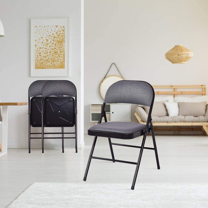 4-Pack Folding Chairs with Metal Frame and Fabric Upholstered Padded Seat - Dreamadeus