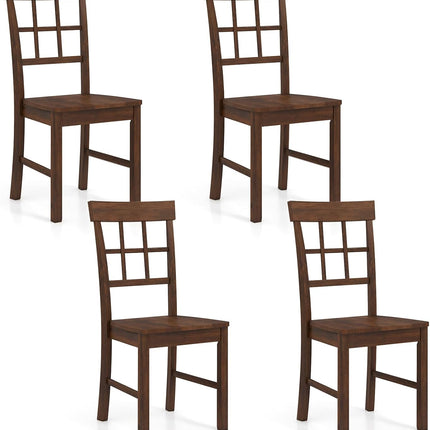 Dreamade Armless Wooden Dining Chairs Set of 2/4 with Solid Rubber Wood Frame